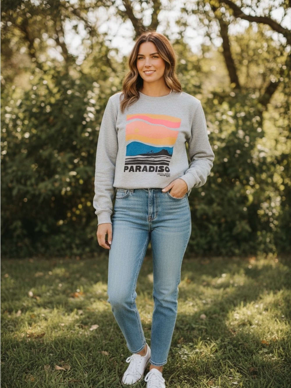 MOTHER The Square Paradiso Graphic Sweatshirt Gray Medium